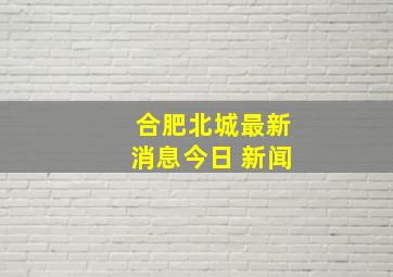 合肥北城最新消息今日 新闻